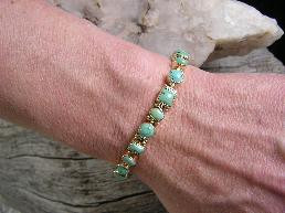 14k Gold Turquoise Link Bracelet Native American Jewelry